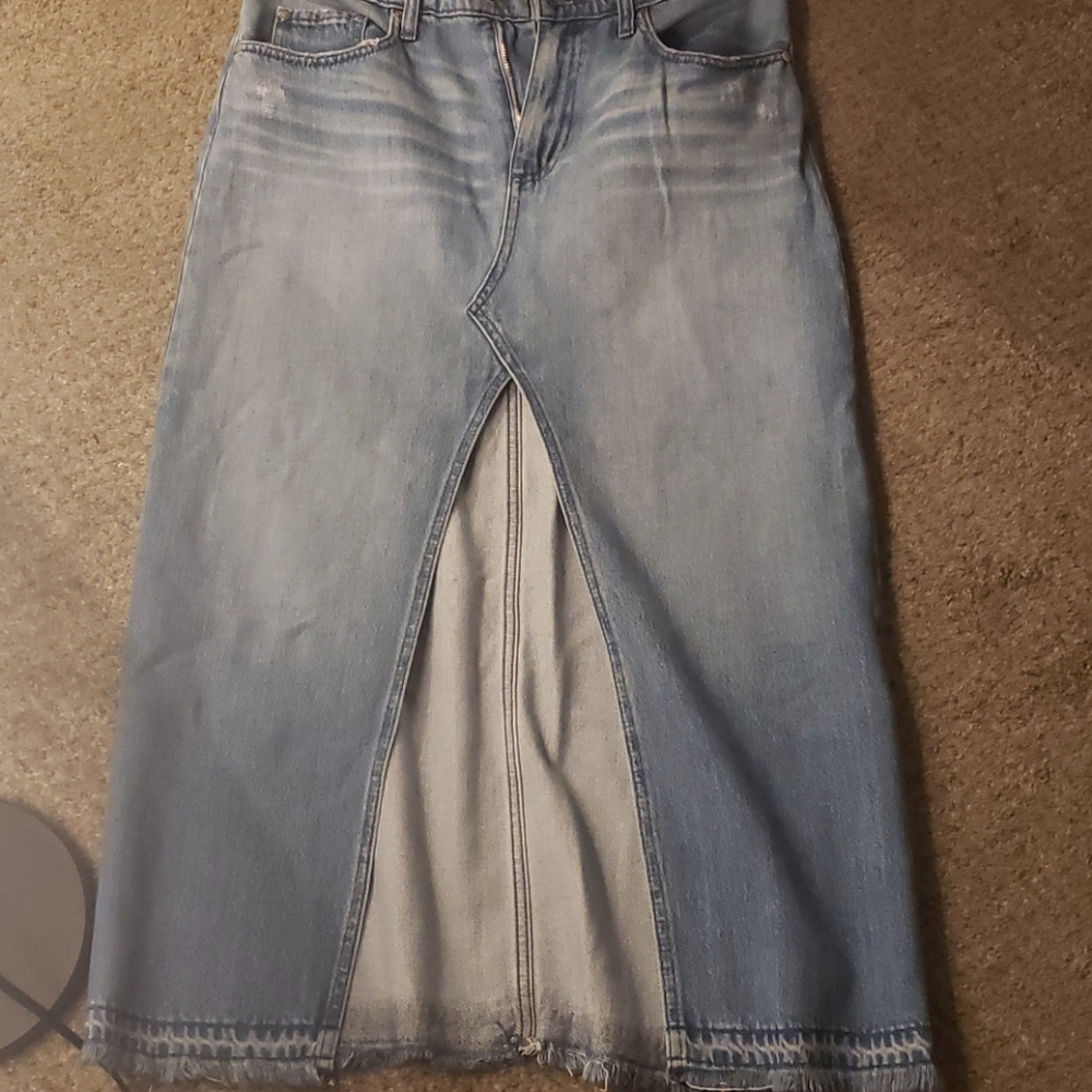 Fun, distressed denim skirt